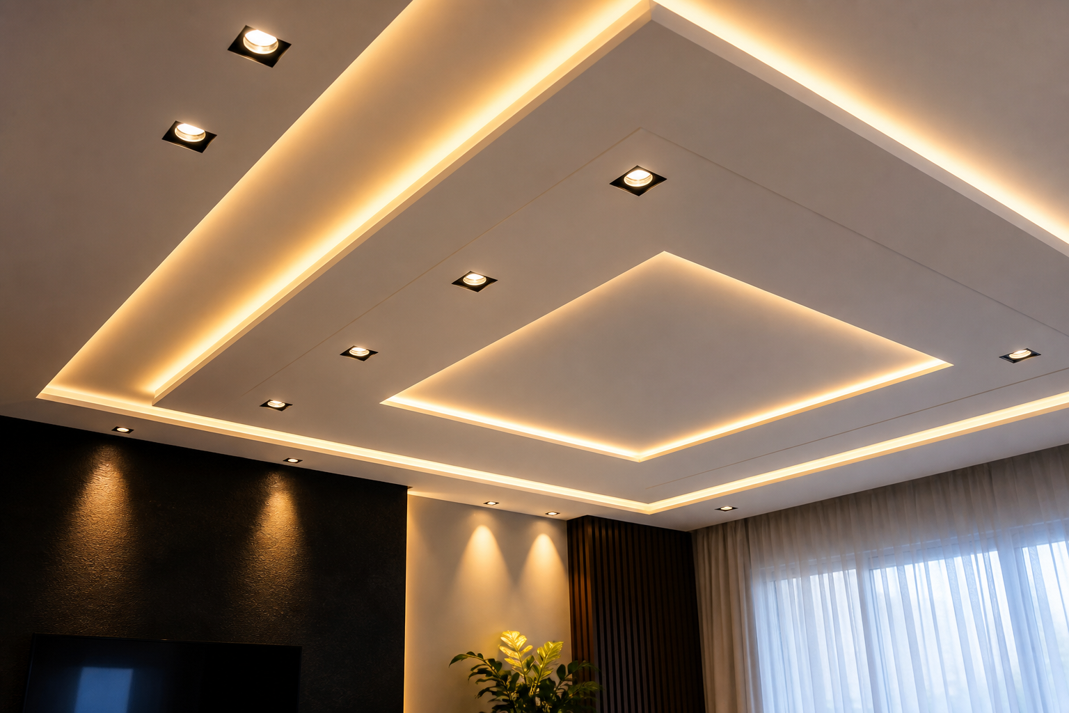 Instalação de iluminação LED moderna em ambiente interno